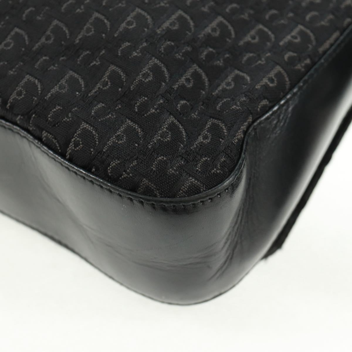 Christian Dior Trotter Canvas Street Chic Shoulder Bag Black Silver Auth 168745V