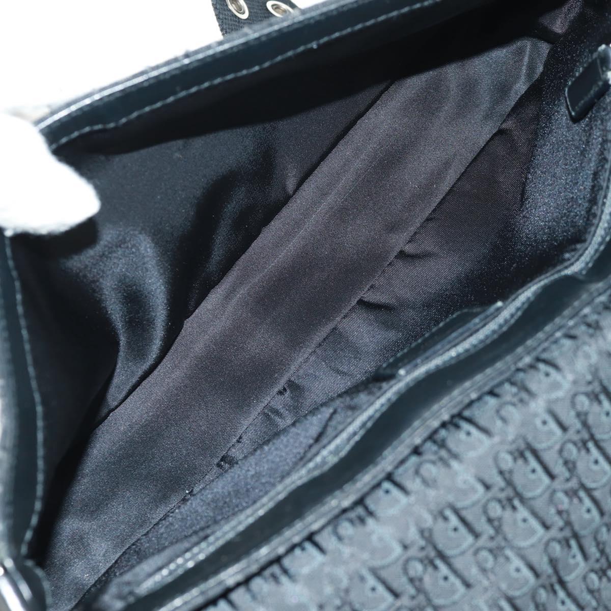 Christian Dior Trotter Canvas Street Chic Shoulder Bag Black Silver Auth 168745V