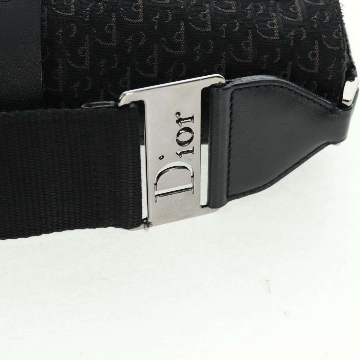 Christian Dior Trotter Canvas Street Chic Shoulder Bag Black Silver Auth 168745V