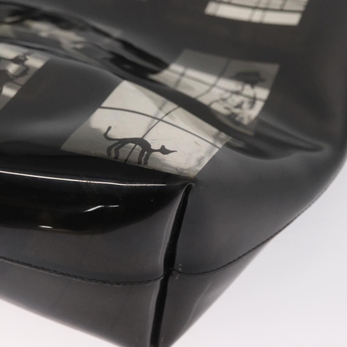 CHANEL Window Line Chain Tote Bag Vinyl Black CC Auth 168757