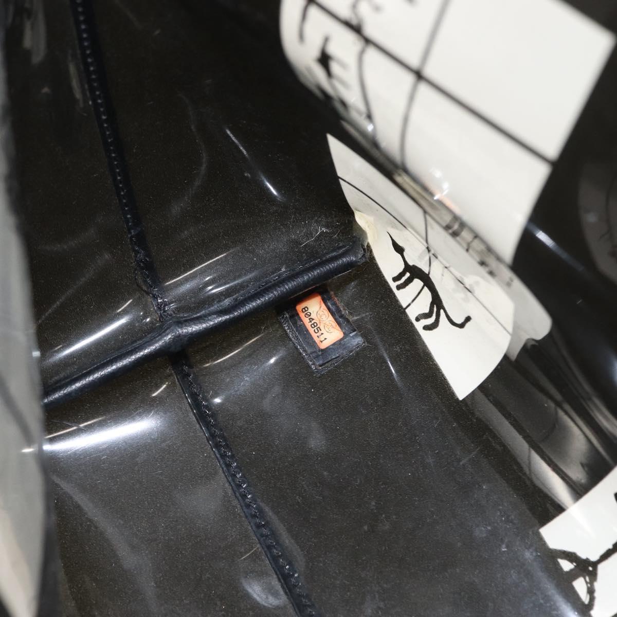 CHANEL Window Line Chain Tote Bag Vinyl Black CC Auth 168757