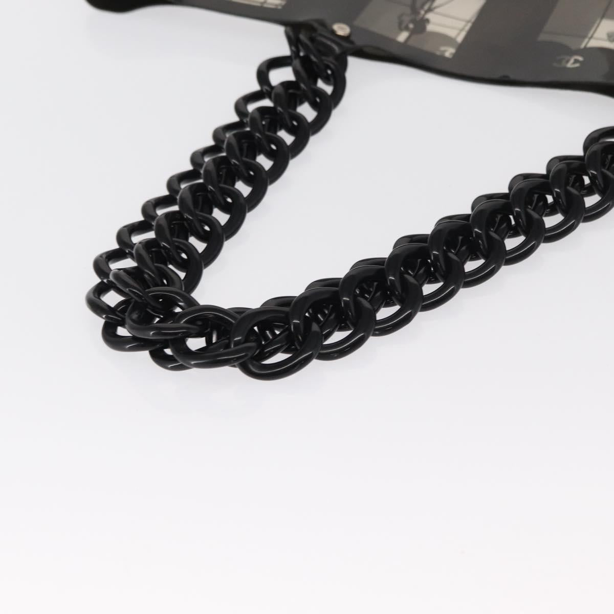 CHANEL Window Line Chain Tote Bag Vinyl Black CC Auth 168757