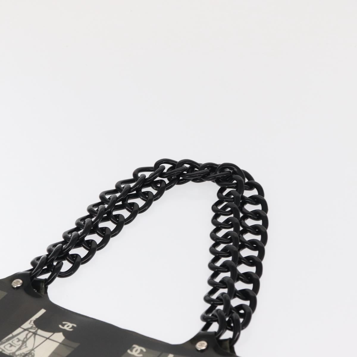CHANEL Window Line Chain Tote Bag Vinyl Black CC Auth 168757