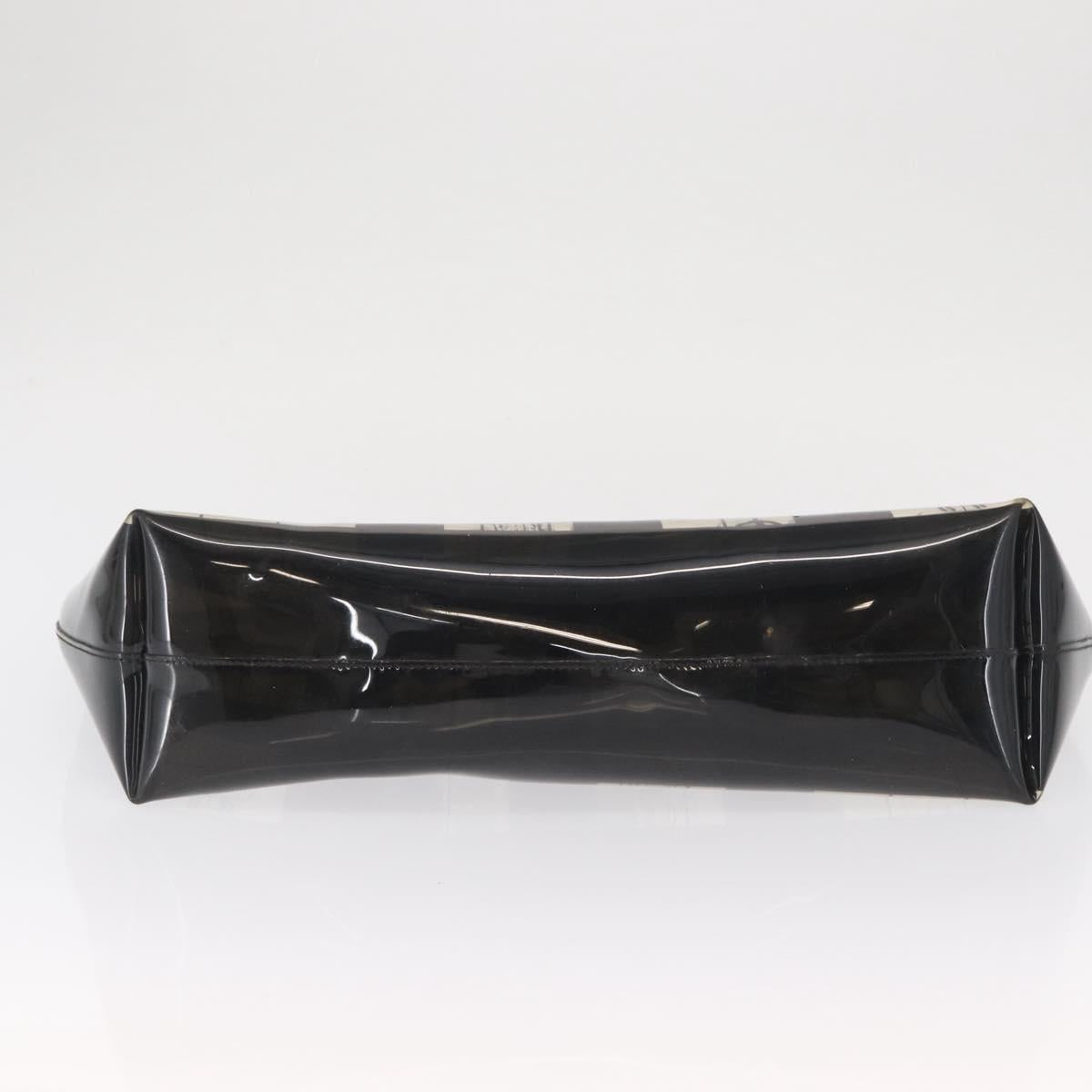 CHANEL Window Line Chain Tote Bag Vinyl Black CC Auth 168757