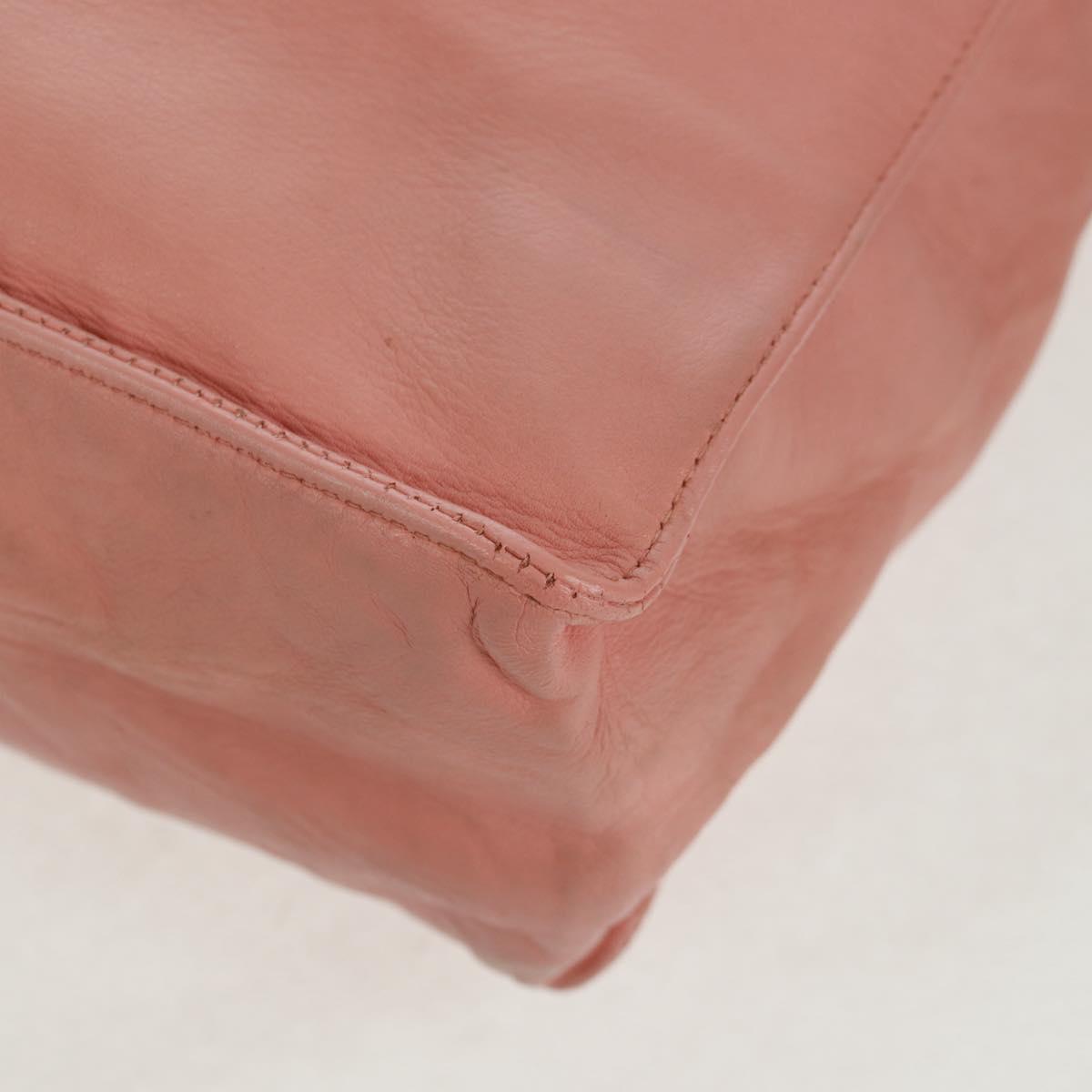 CHANEL Chain Tote Bag Lamb Skin Pink Gold CC Auth 168760