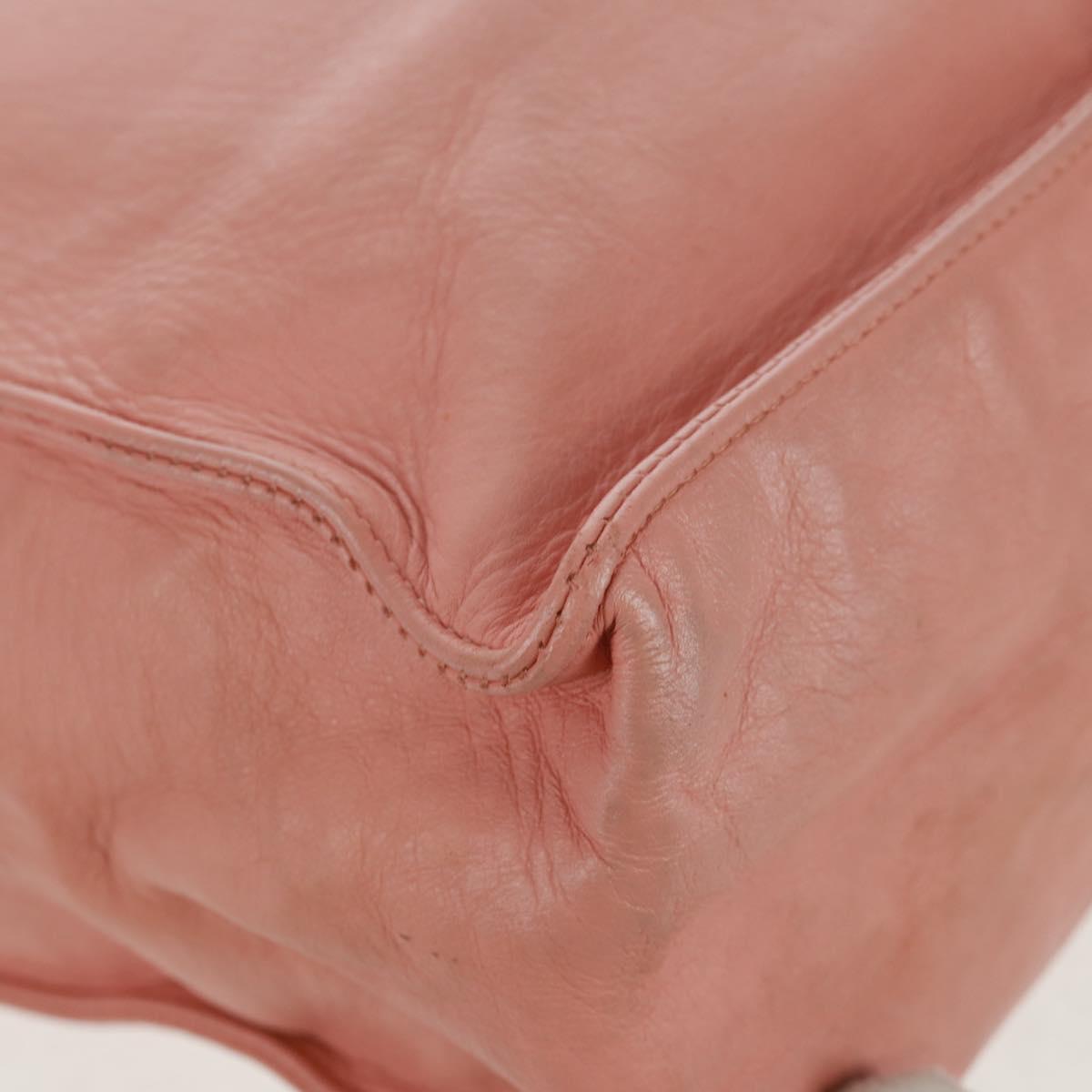 CHANEL Chain Tote Bag Lamb Skin Pink Gold CC Auth 168760