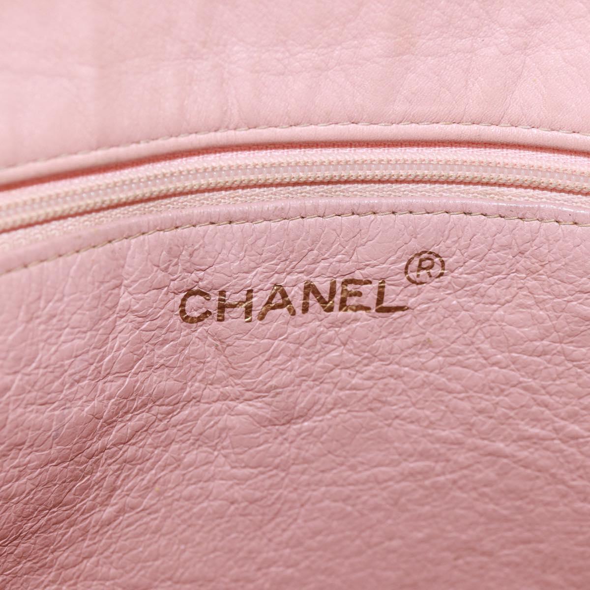CHANEL Chain Tote Bag Lamb Skin Pink Gold CC Auth 168760
