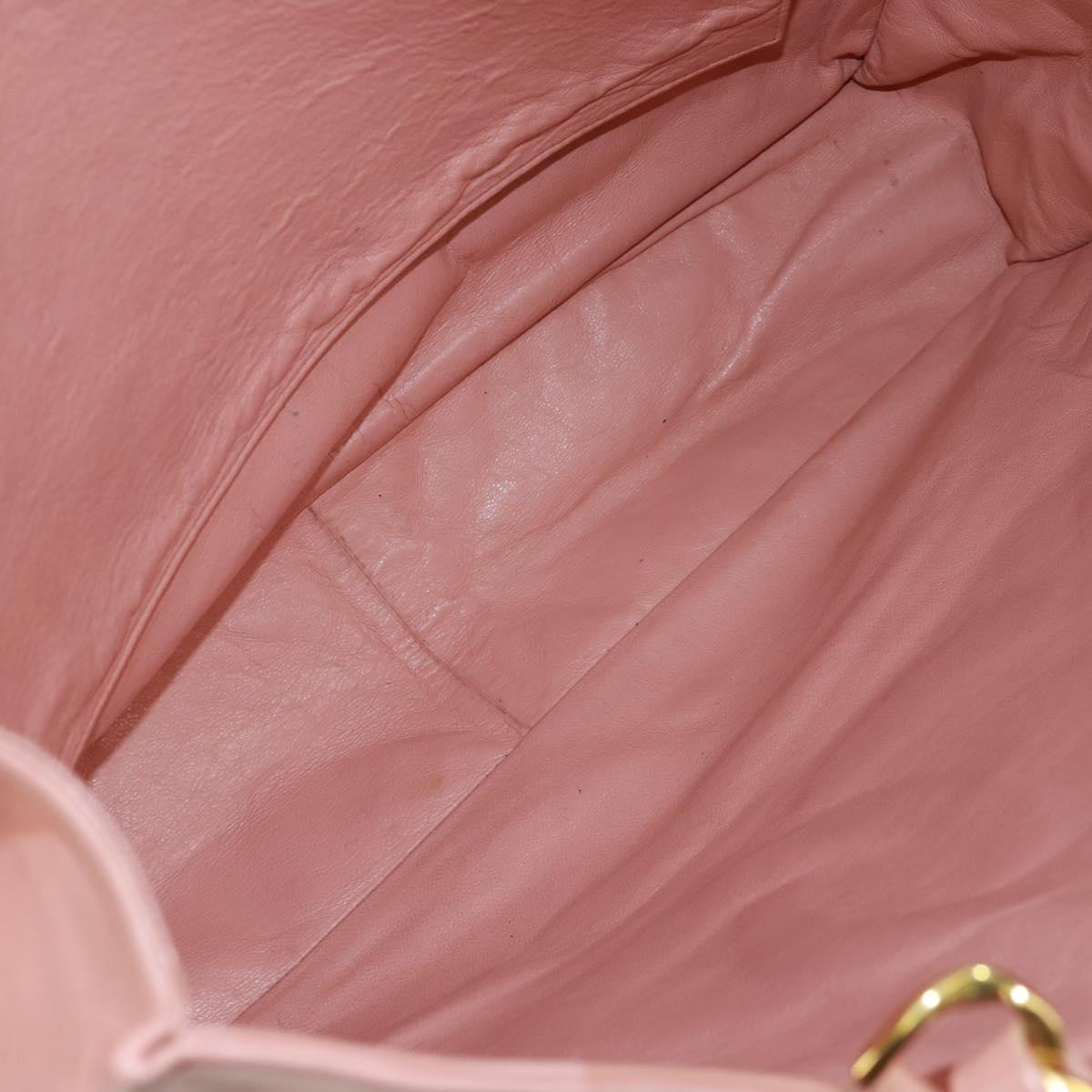 CHANEL Chain Tote Bag Lamb Skin Pink Gold CC Auth 168760