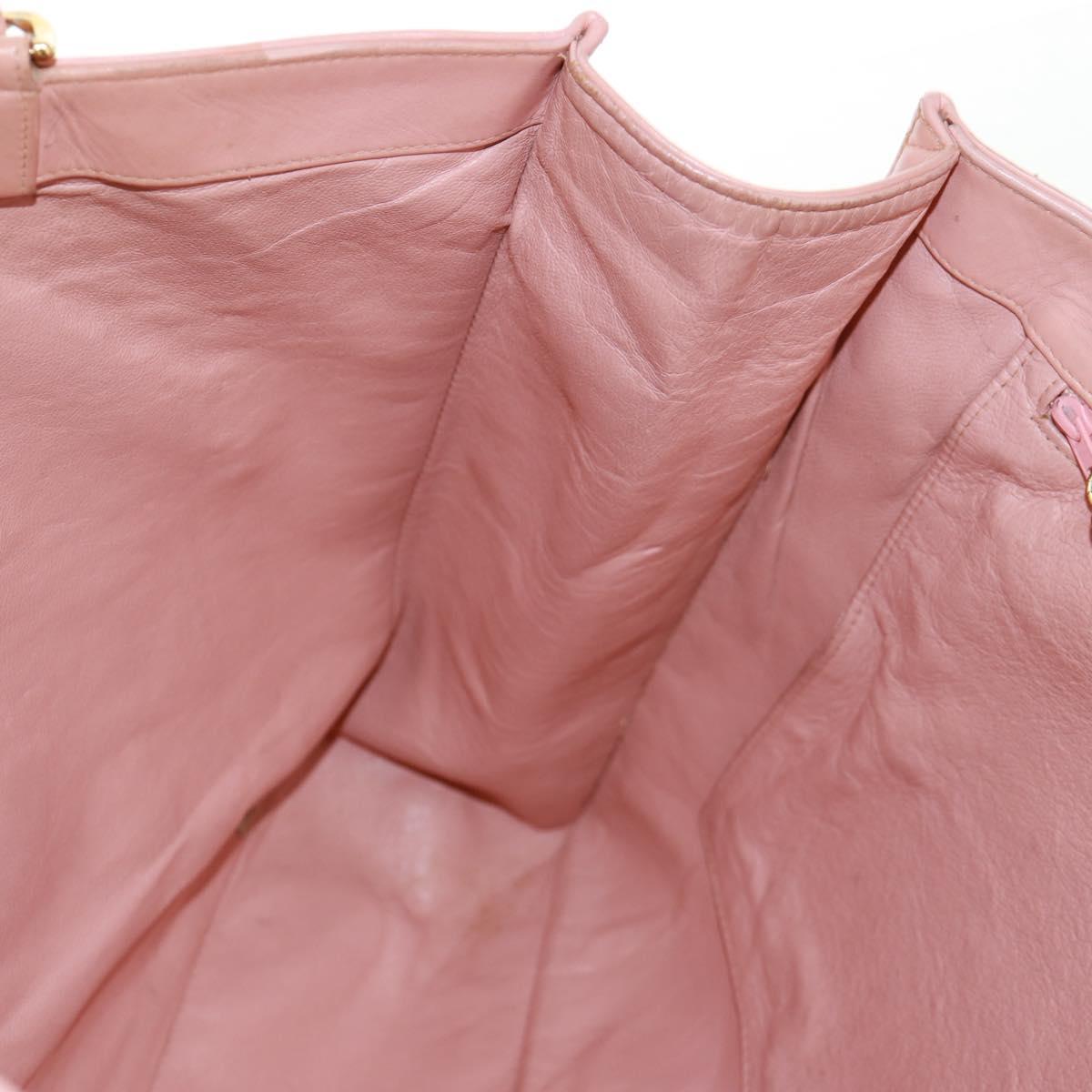 CHANEL Chain Tote Bag Lamb Skin Pink Gold CC Auth 168760