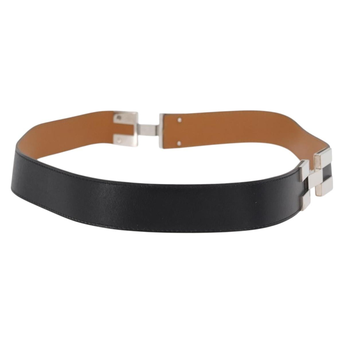 HERMES Belt Leather 29.5"" Black Auth 168765
