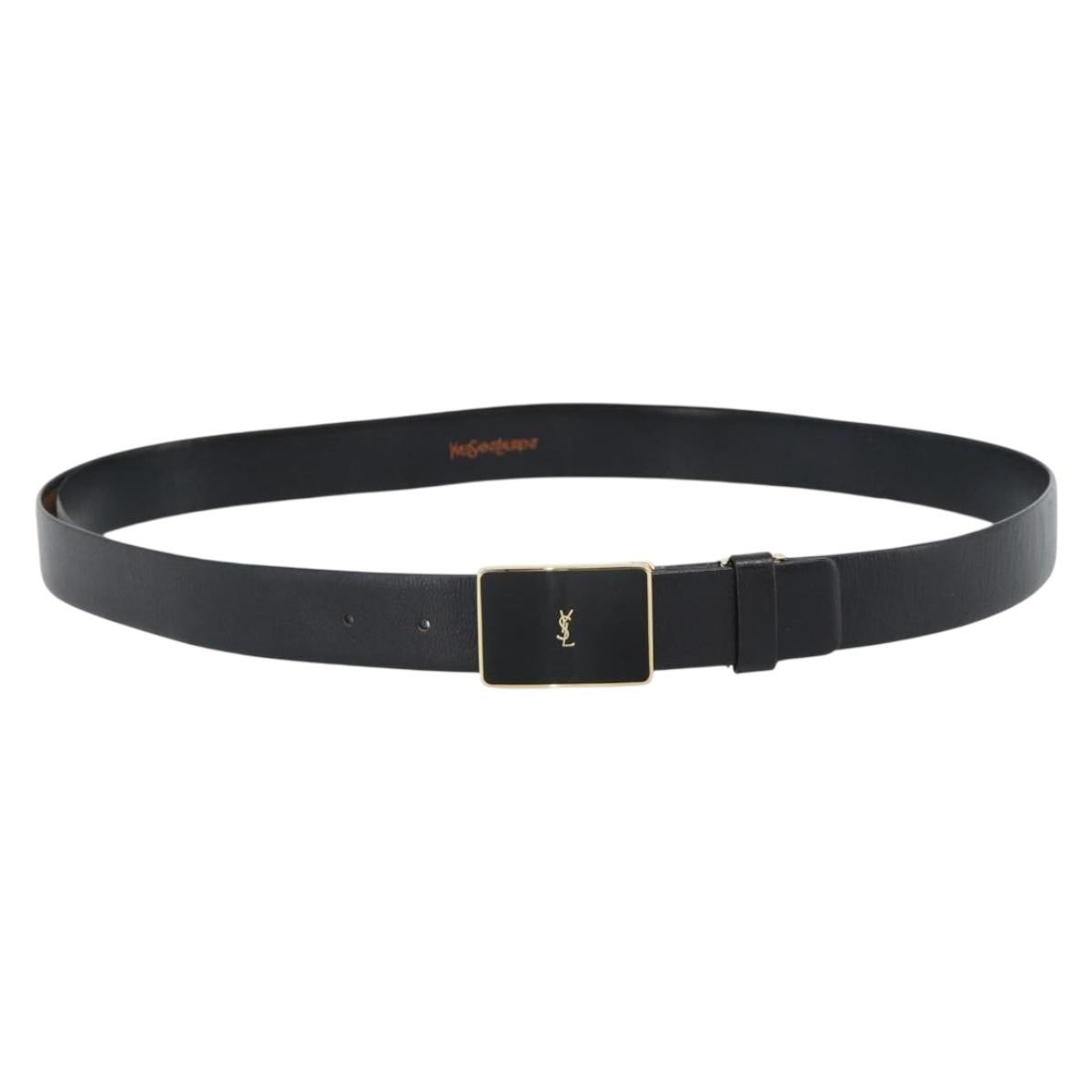 SAINT LAURENT Belt Leather 40.2"" Black Auth 168784
