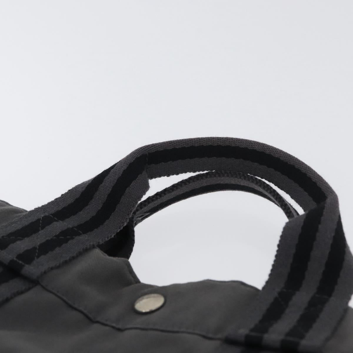 HERMES Fourre Tout MM Hand Bag Canvas Gray Silver Auth 168815