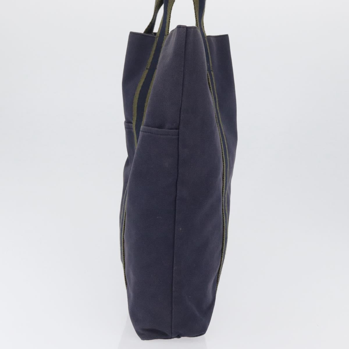 HERMES Fourre Tout Cabass Hand Bag Canvas Navy Auth 168818