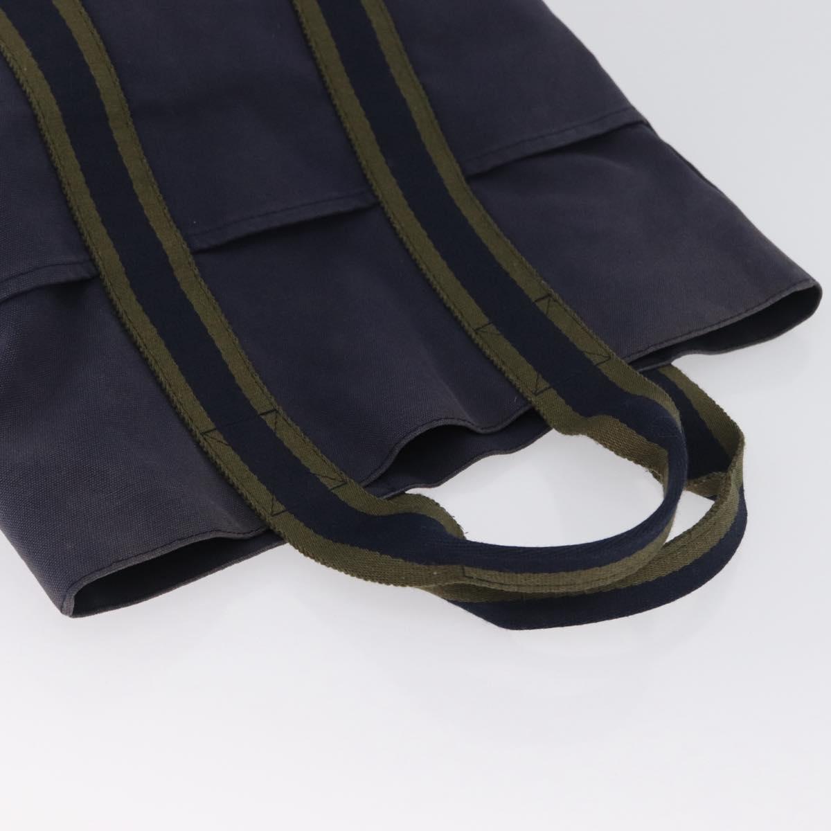 HERMES Fourre Tout Cabass Hand Bag Canvas Navy Auth 168818
