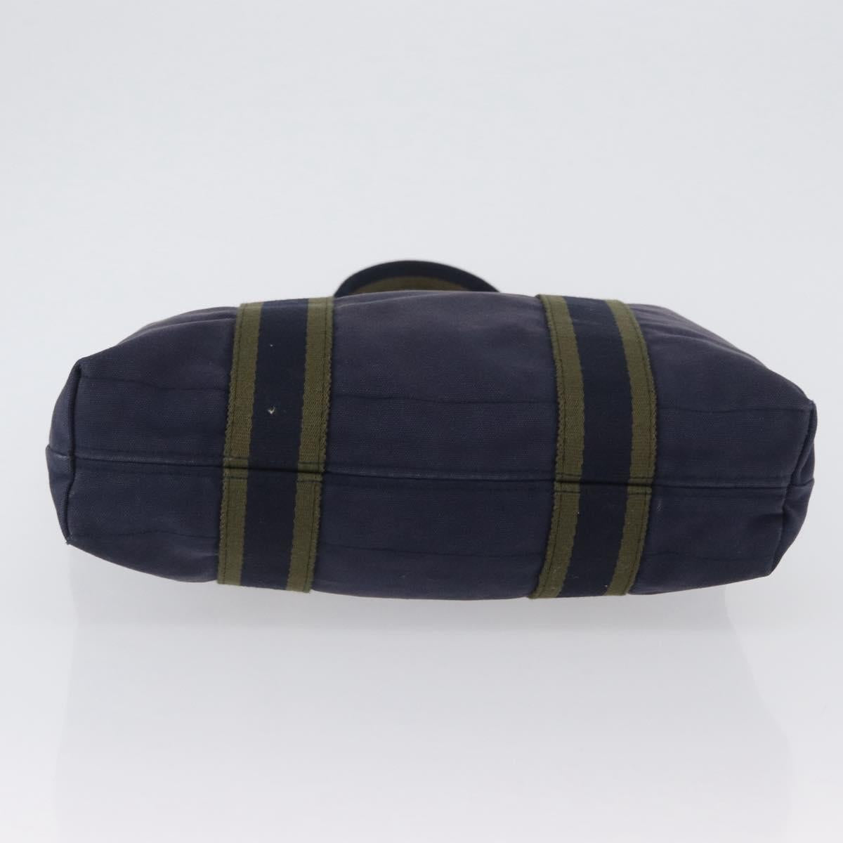 HERMES Fourre Tout Cabass Hand Bag Canvas Navy Auth 168818