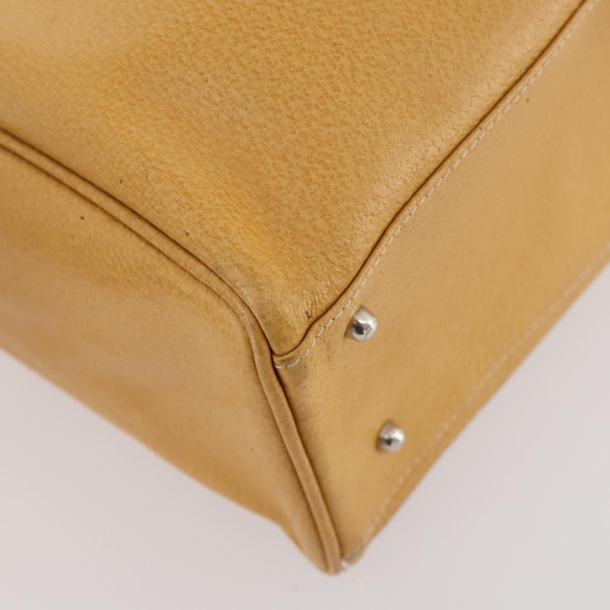 GUCCI Hand Bag Leather Beige Auth 168819