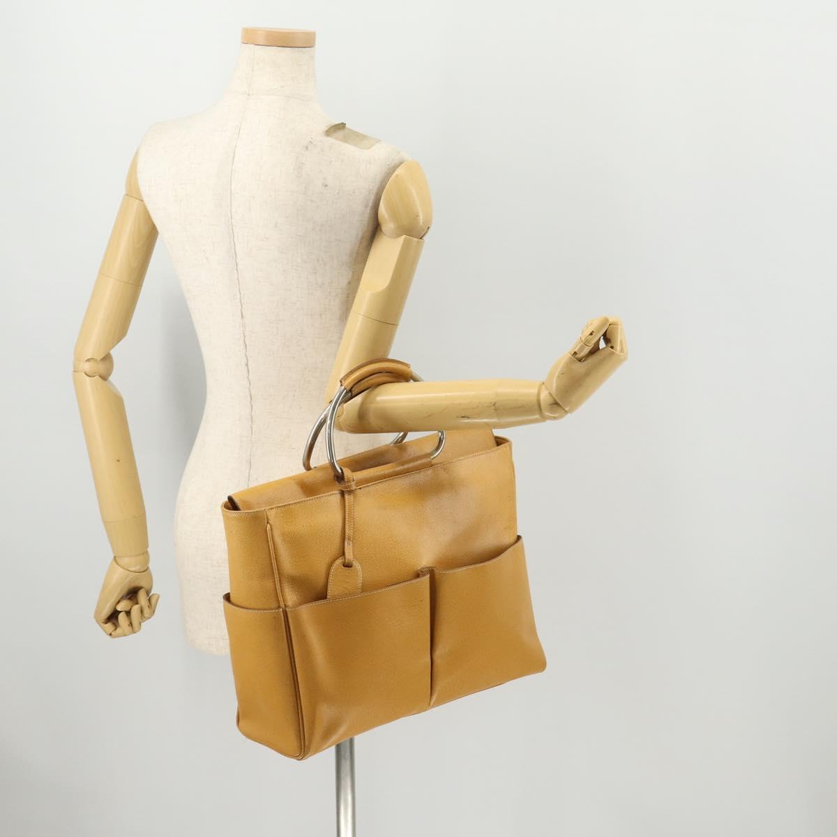 GUCCI Hand Bag Leather Beige Auth 168819