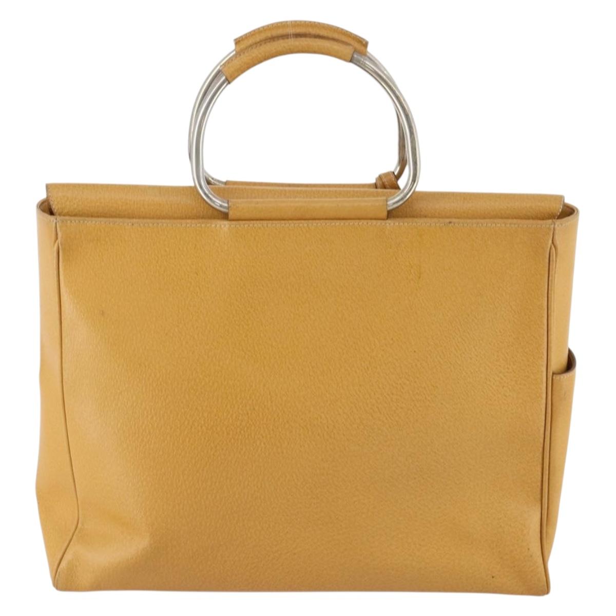 GUCCI Hand Bag Leather Beige Auth 168819