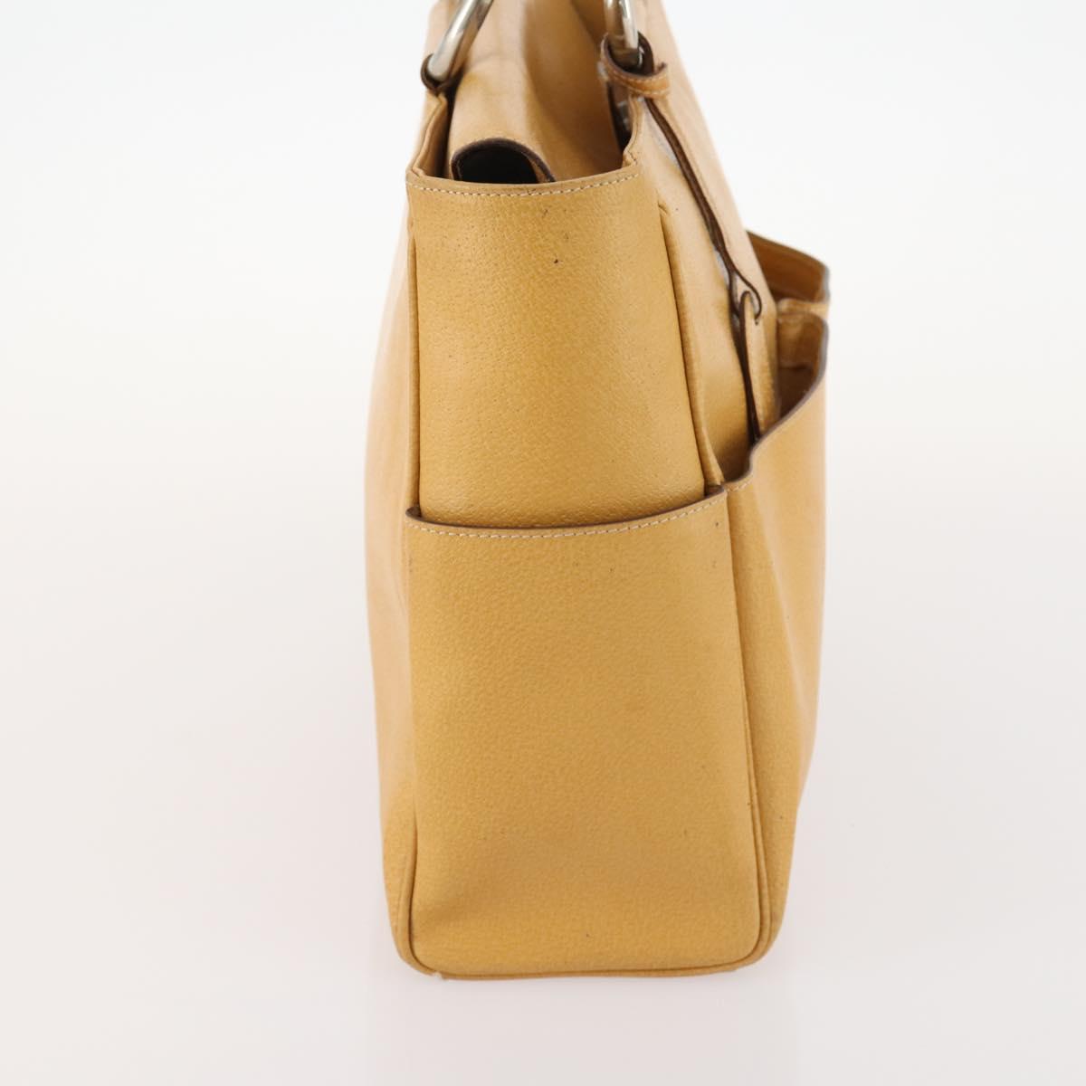 GUCCI Hand Bag Leather Beige Auth 168819