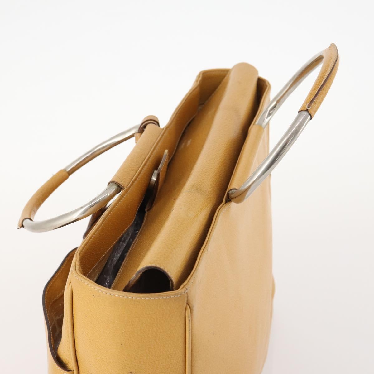 GUCCI Hand Bag Leather Beige Auth 168819