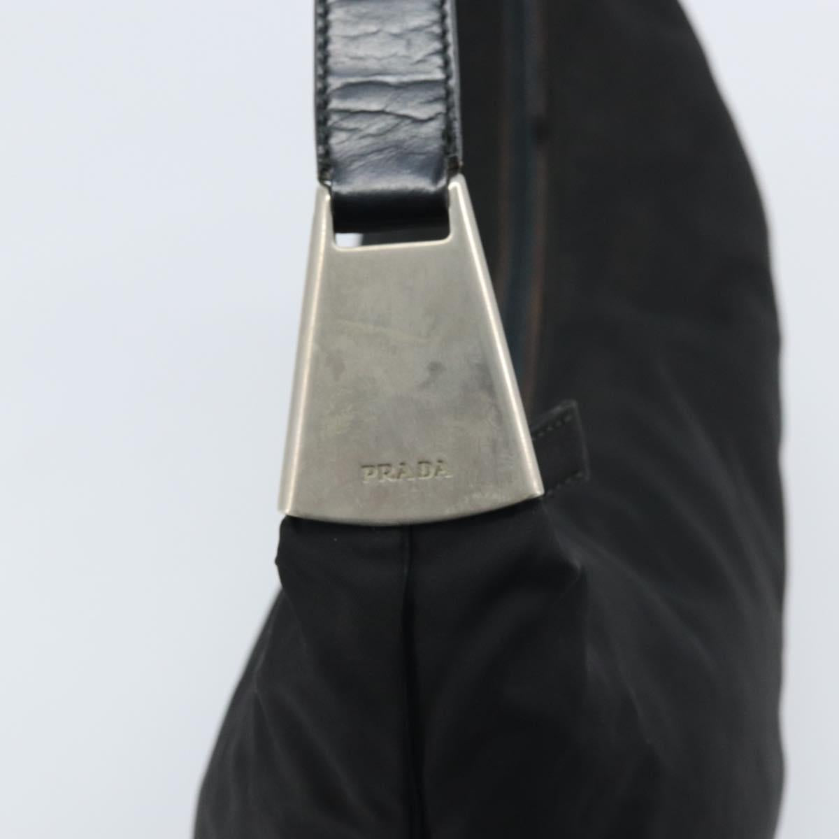 PRADA Shoulder Bag Nylon Black Silver Auth 168820