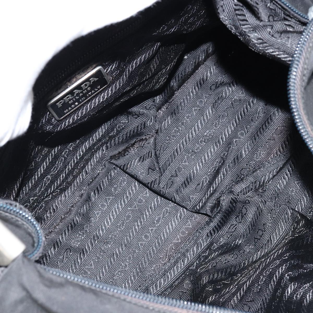PRADA Shoulder Bag Nylon Black Silver Auth 168820