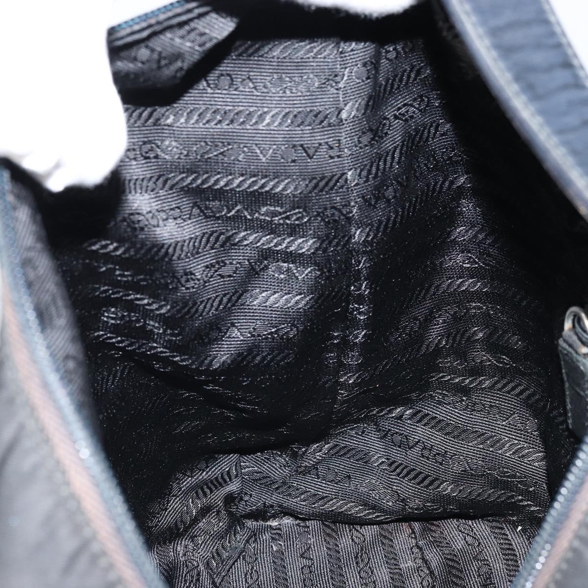 PRADA Shoulder Bag Nylon Black Silver Auth 168820
