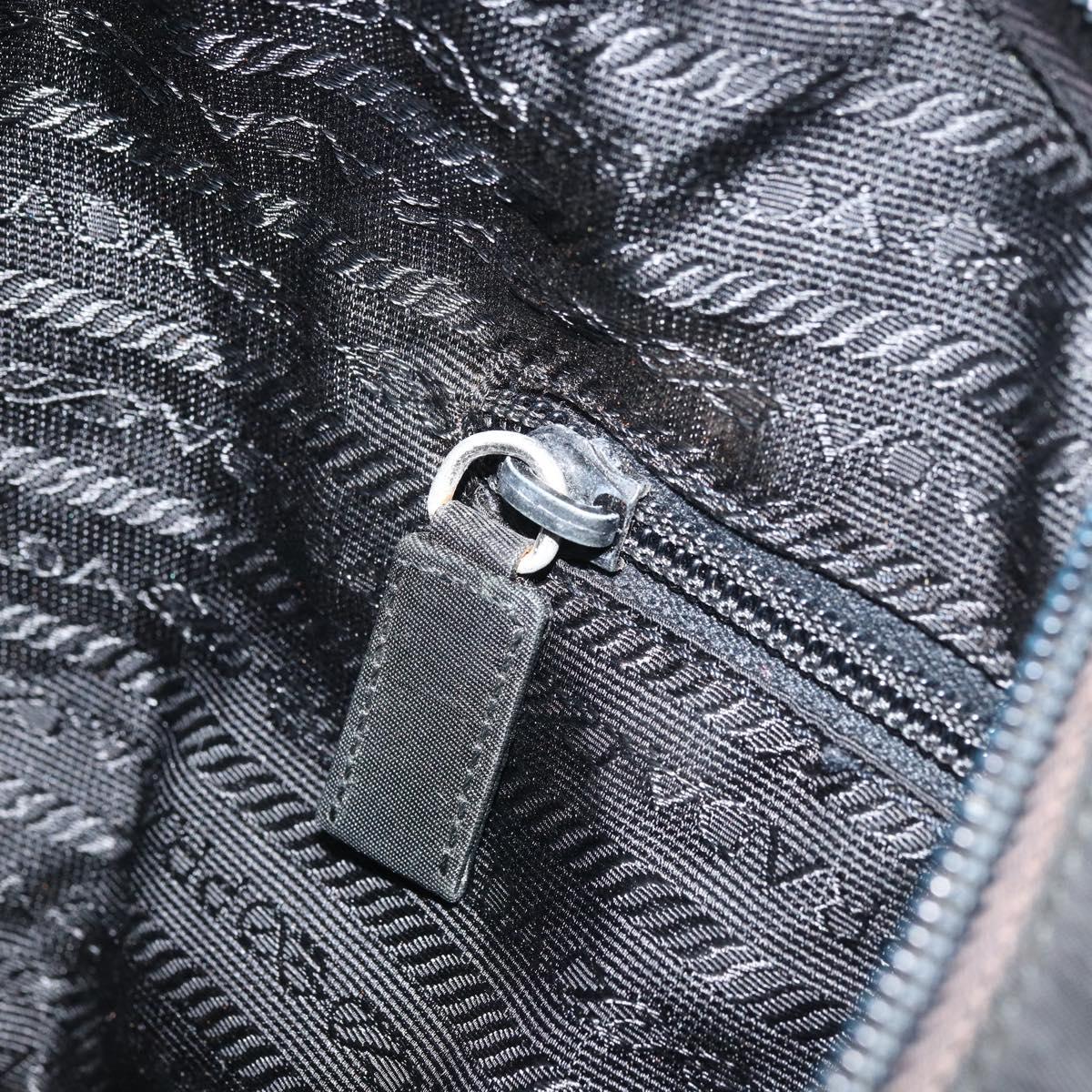 PRADA Shoulder Bag Nylon Black Silver Auth 168820