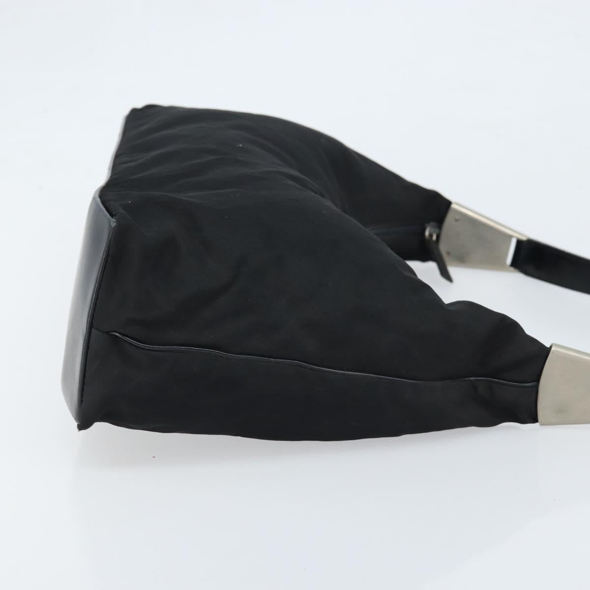 PRADA Shoulder Bag Nylon Black Silver Auth 168820