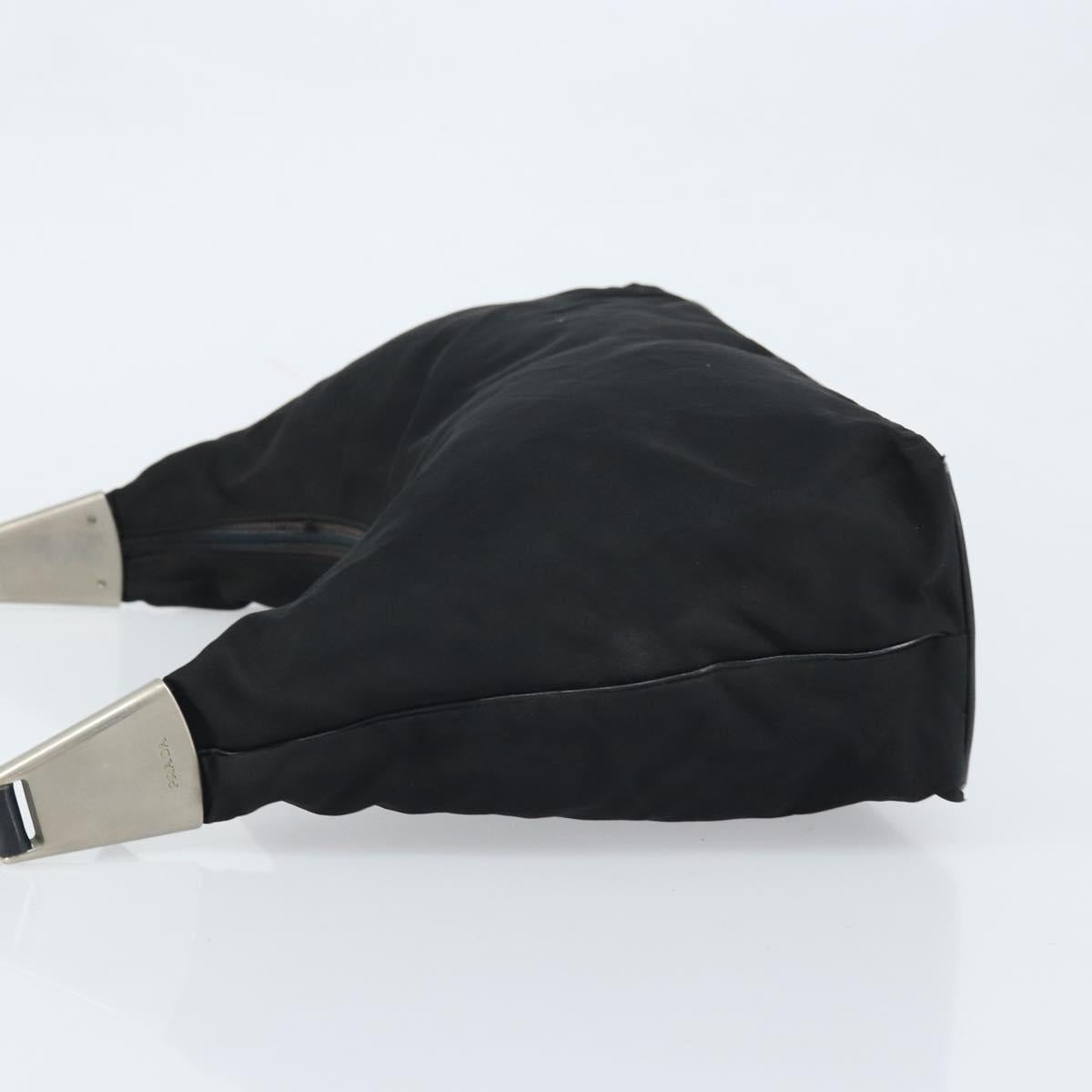 PRADA Shoulder Bag Nylon Black Silver Auth 168820