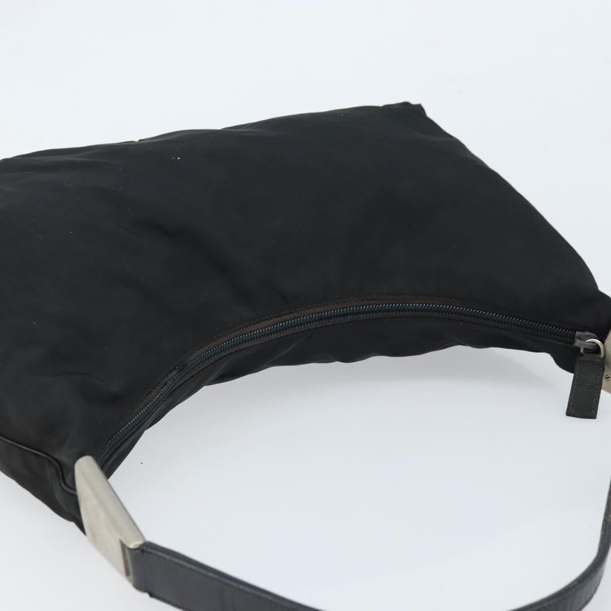 PRADA Shoulder Bag Nylon Black Silver Auth 168820