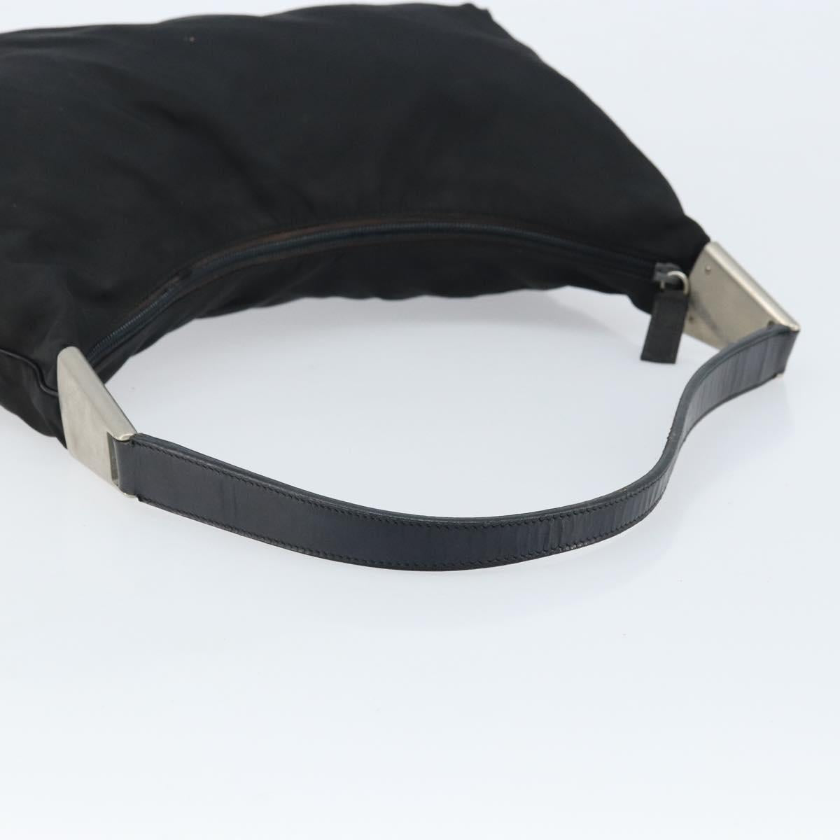 PRADA Shoulder Bag Nylon Black Silver Auth 168820