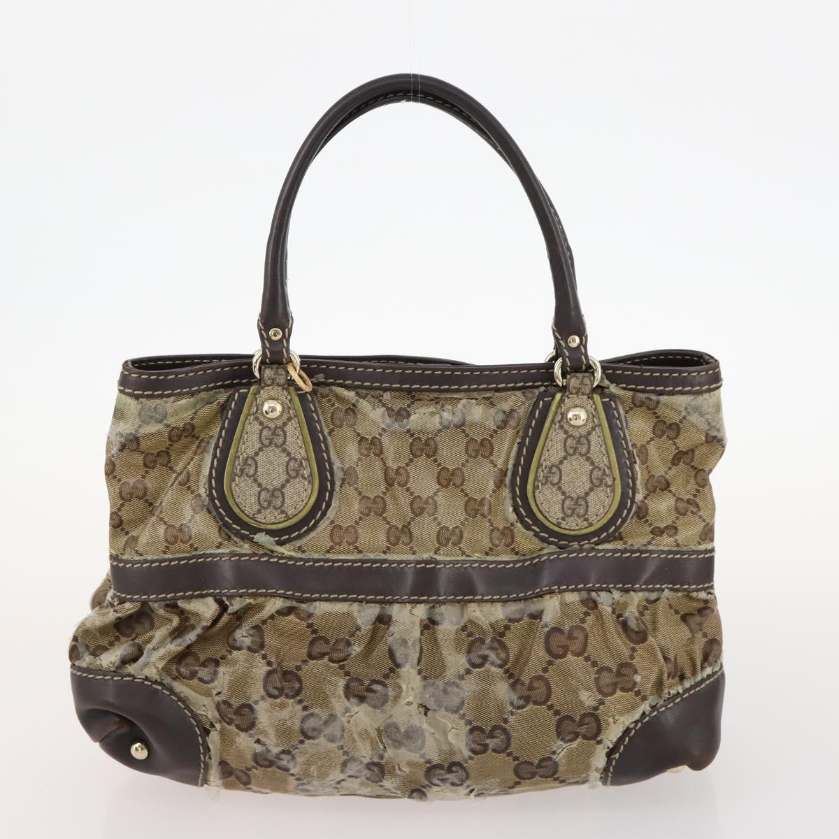 GUCCI GG Crystal Hand Bag Leather 4 Set Beige Black Auth 168824