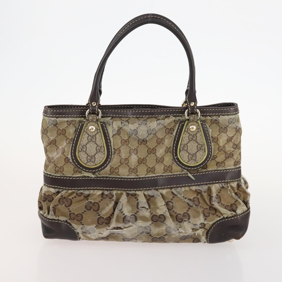 GUCCI GG Crystal Hand Bag Leather 4 Set Beige Black Auth 168824