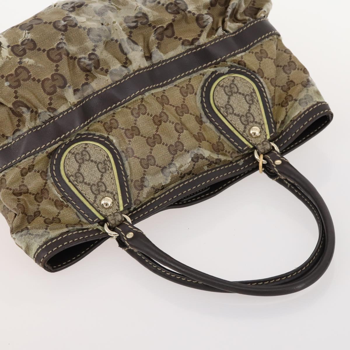 GUCCI GG Crystal Hand Bag Leather 4 Set Beige Black Auth 168824