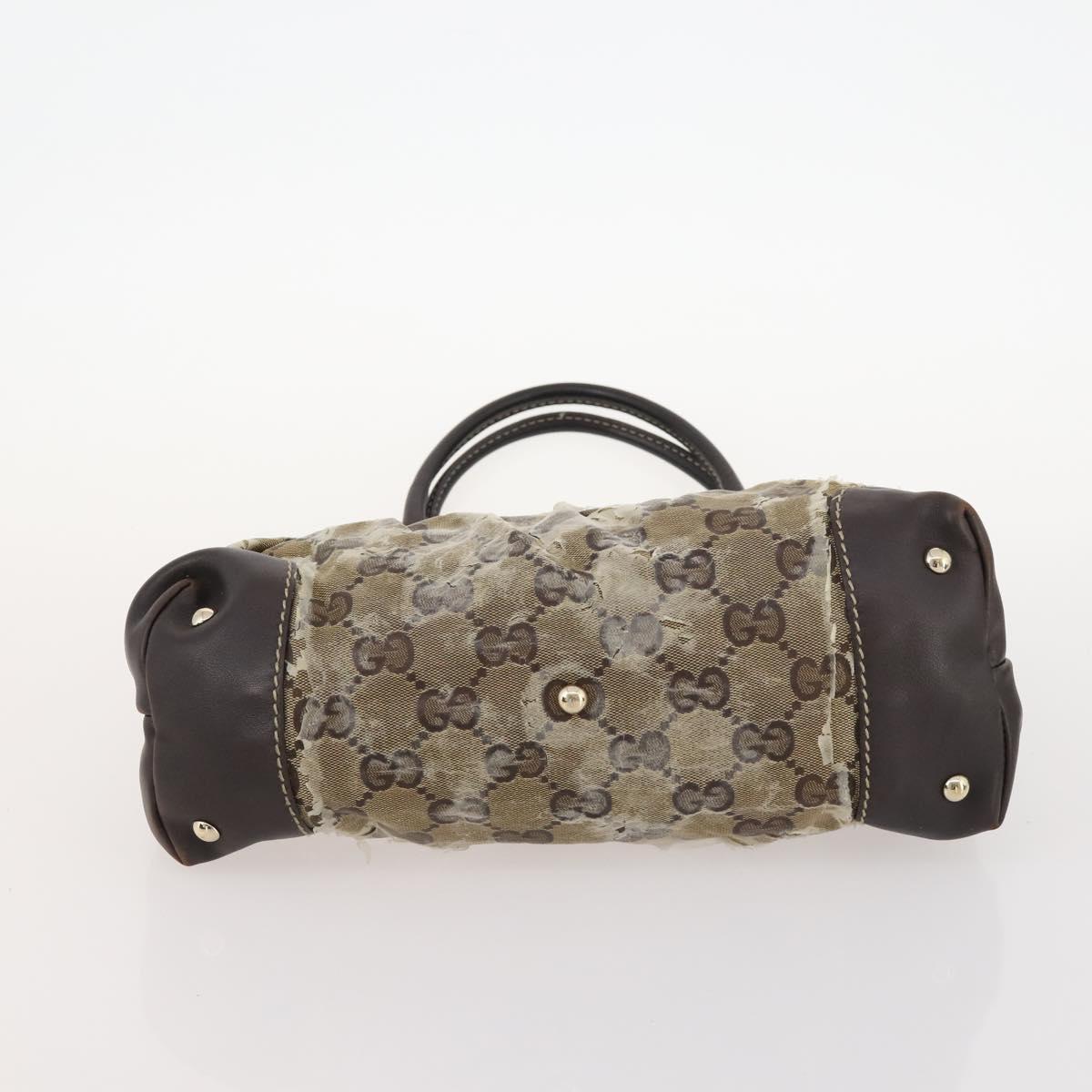 GUCCI GG Crystal Hand Bag Leather 4 Set Beige Black Auth 168824