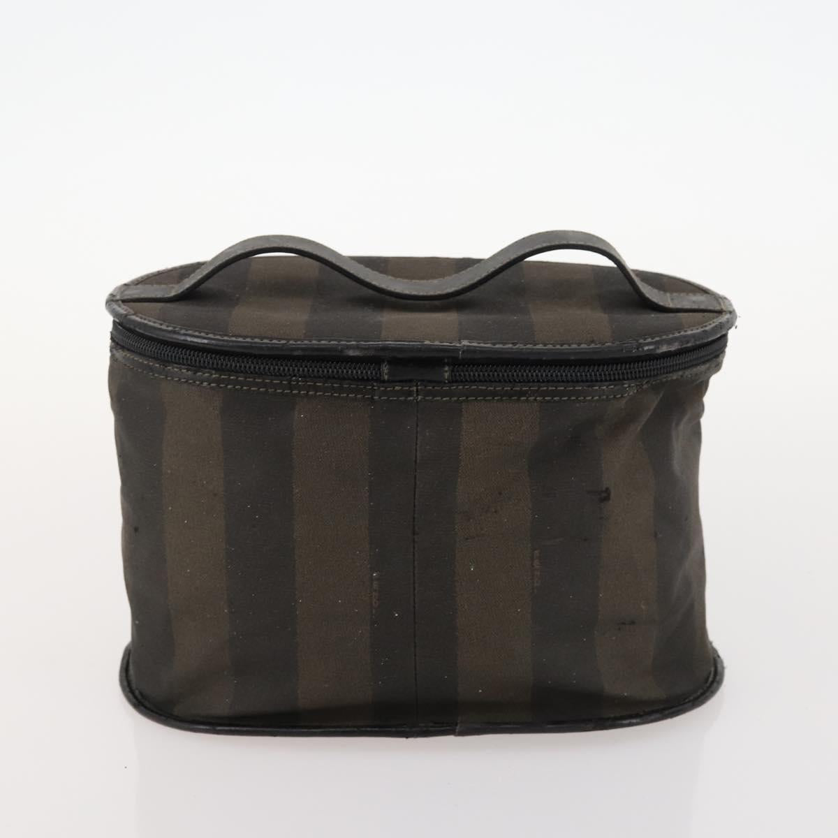FENDI Zucchino Canvas Pekan Hand Bag 4 Set Brown Black Auth 168826