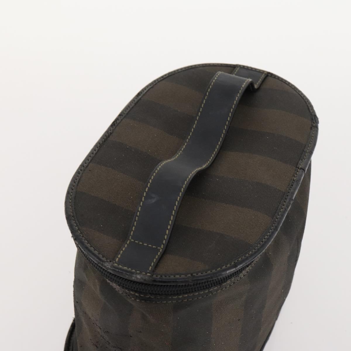 FENDI Zucchino Canvas Pekan Hand Bag 4 Set Brown Black Auth 168826