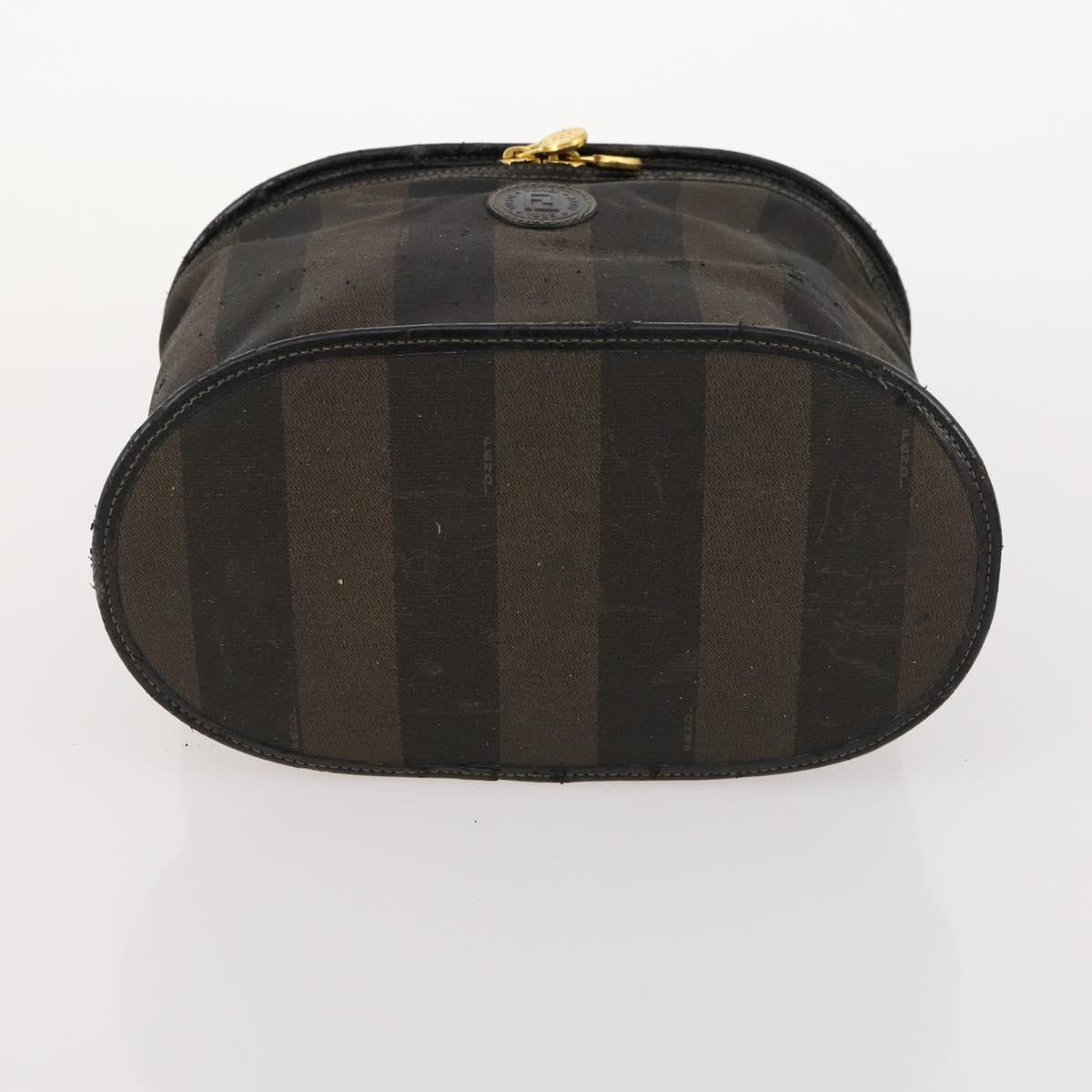 FENDI Zucchino Canvas Pekan Hand Bag 4 Set Brown Black Auth 168826