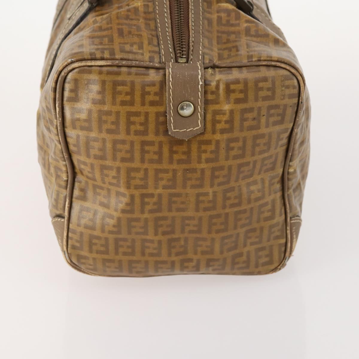 FENDI Zucchino Canvas Pekan Hand Bag 4 Set Brown Black Auth 168826