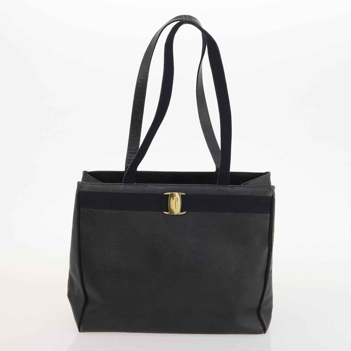 Salvatore Ferragamo Tote Bag Leather 2 Set Black Auth 168827