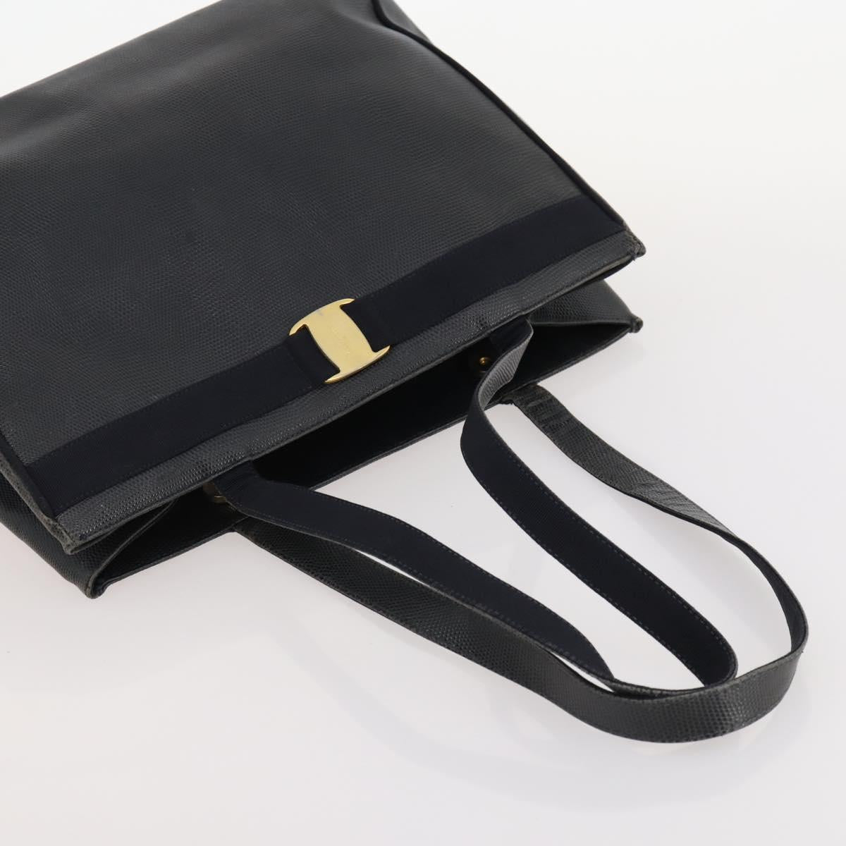 Salvatore Ferragamo Tote Bag Leather 2 Set Black Auth 168827