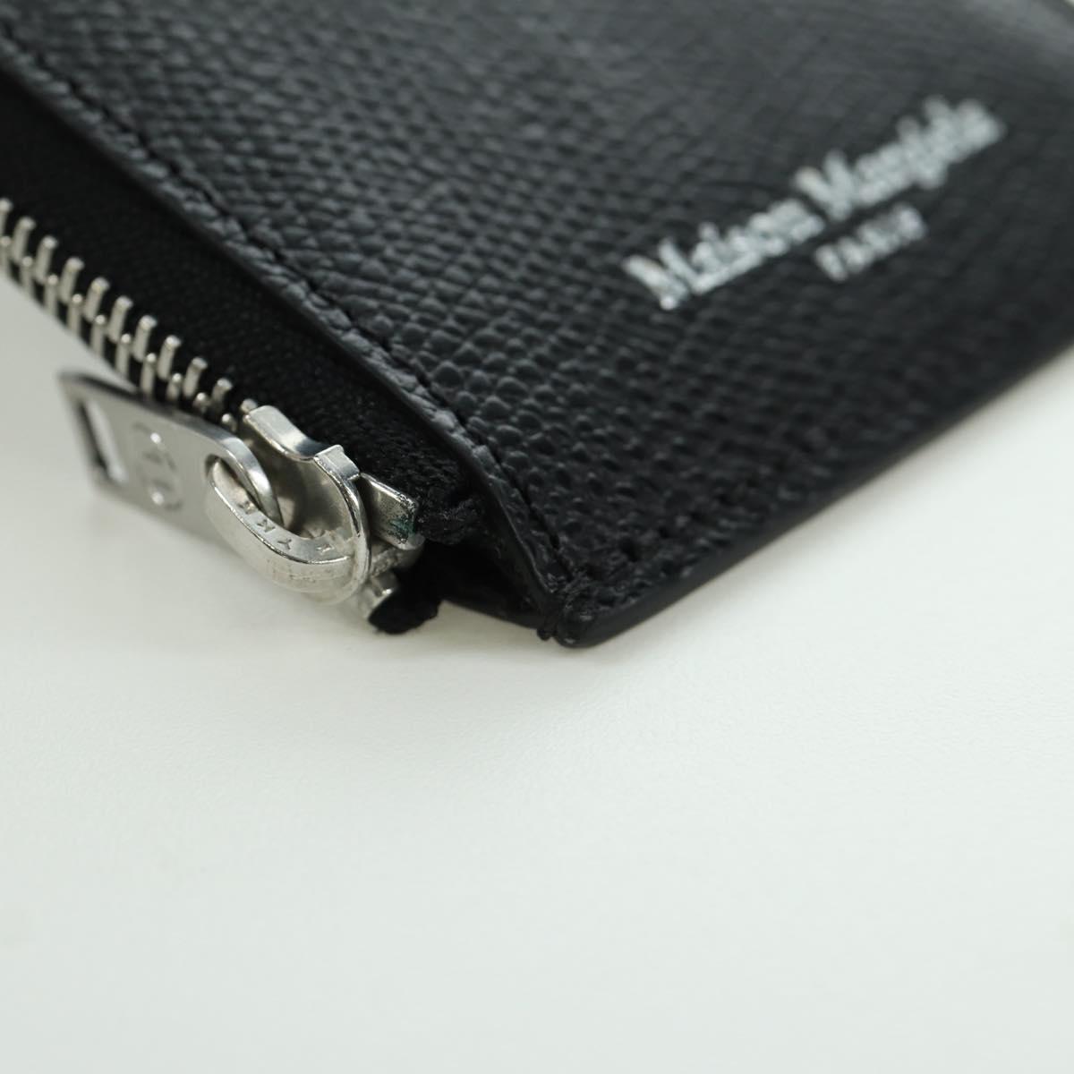 Maison Margiela Card Case Leather Black Silver Auth 168834M