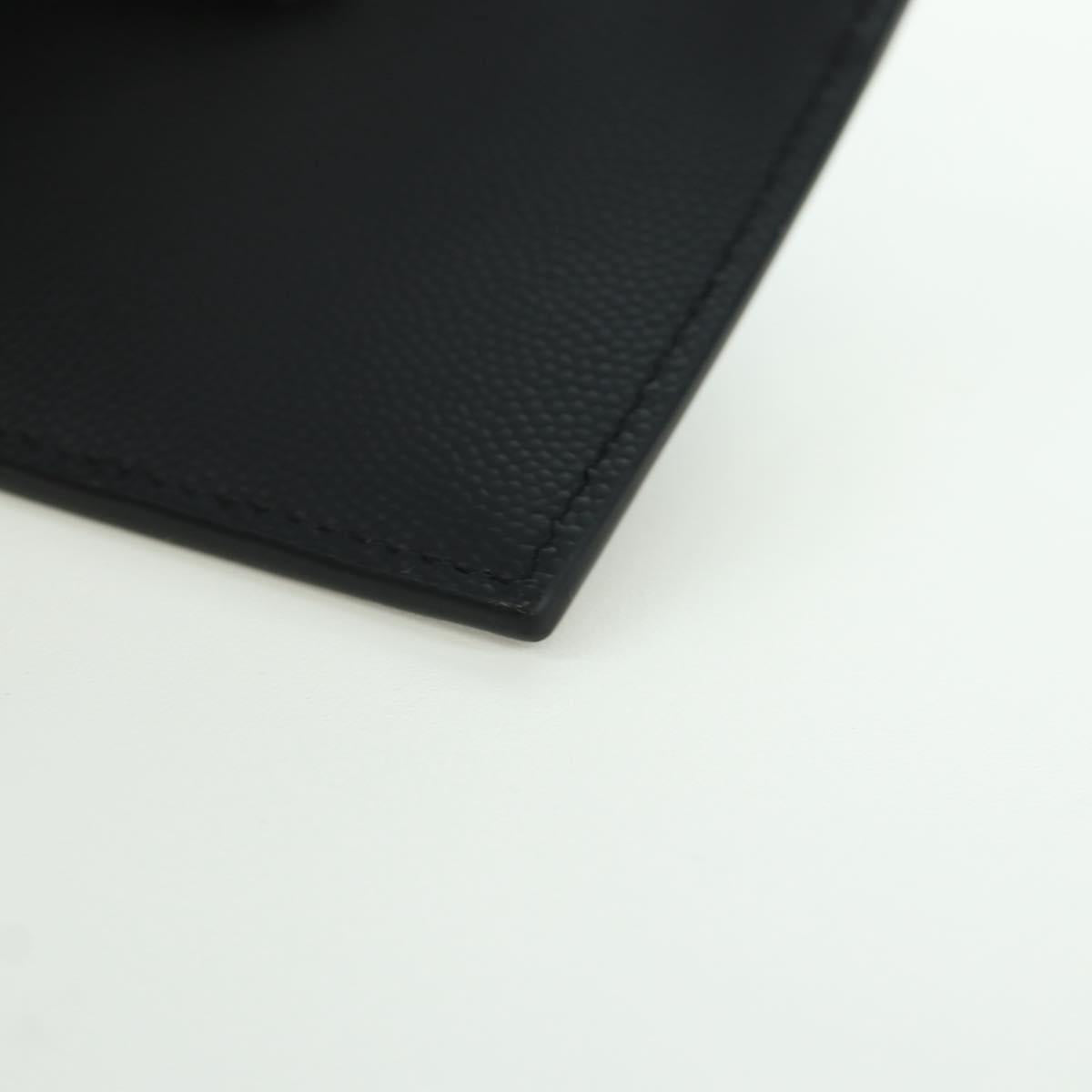 SAINT LAURENT Card Case Leather Black Auth 168835M