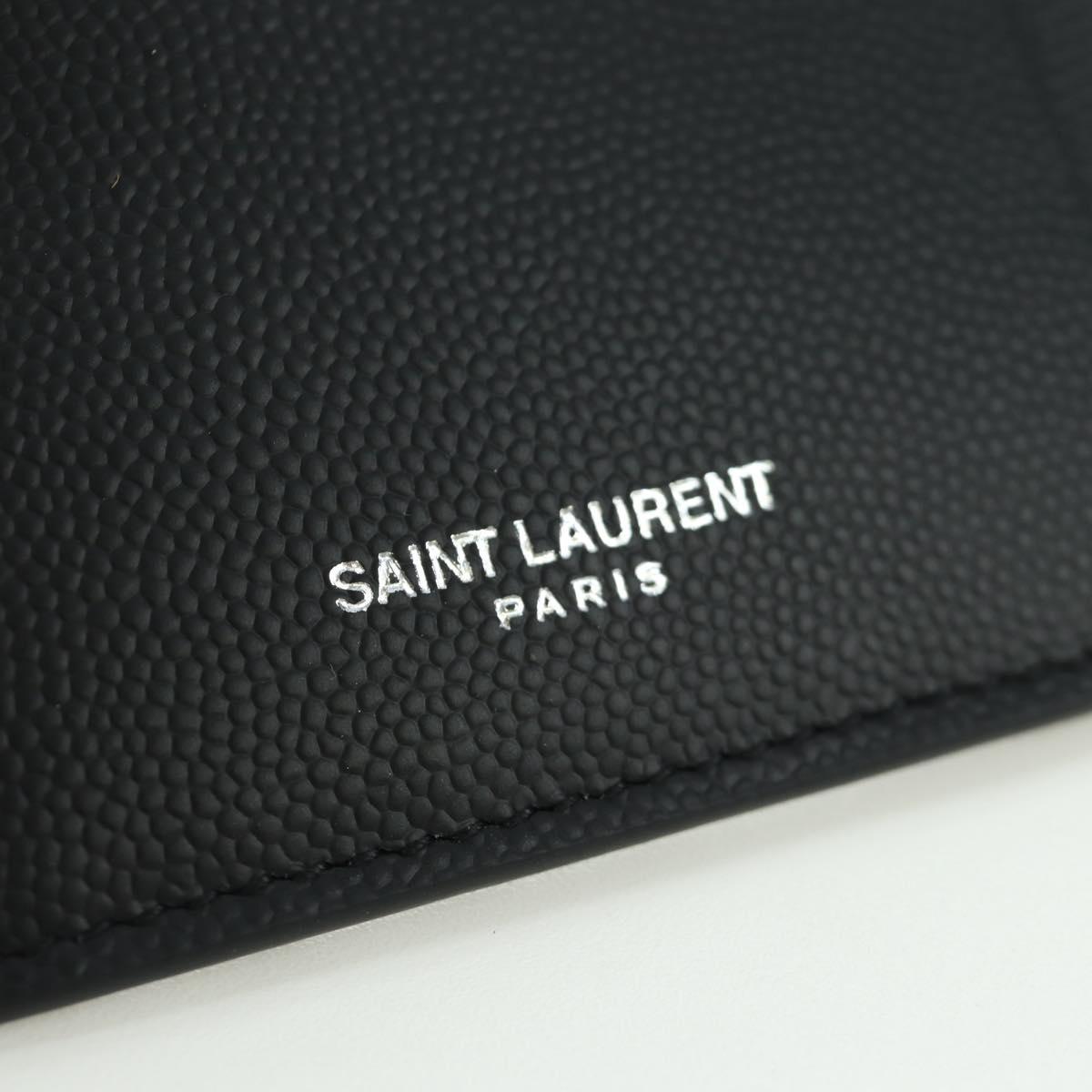 SAINT LAURENT Card Case Leather Black Auth 168835M