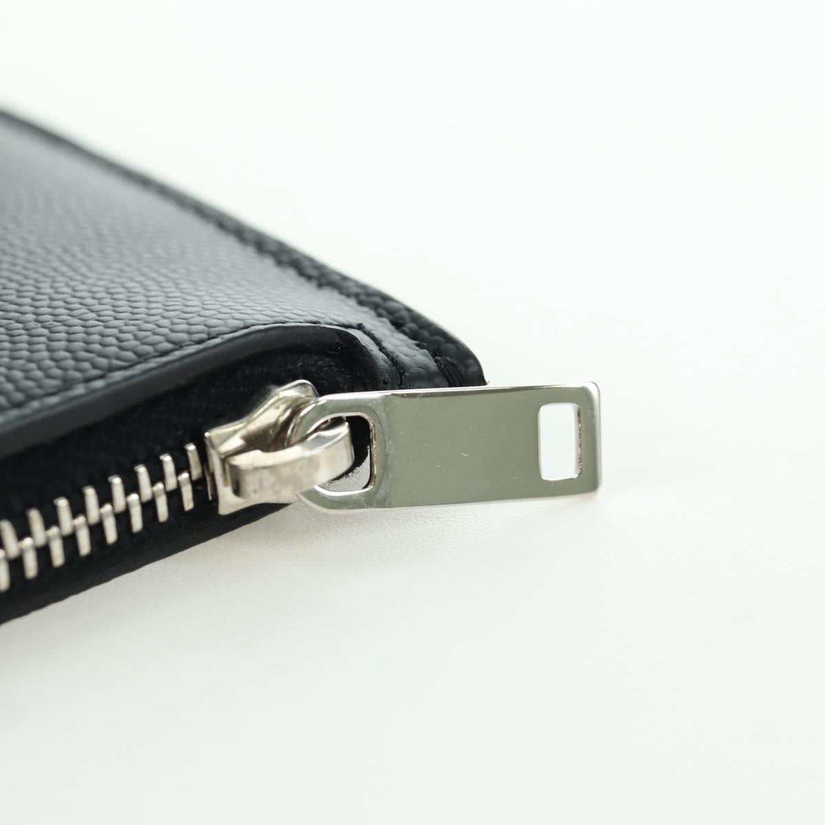 SAINT LAURENT Card Case Leather Black Auth 168835M