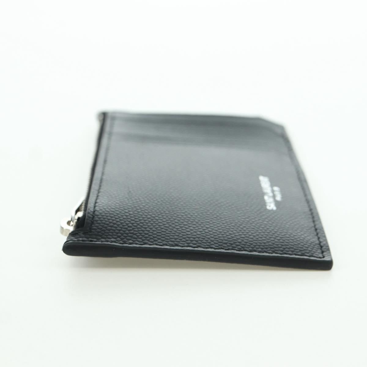 SAINT LAURENT Card Case Leather Black Auth 168835M