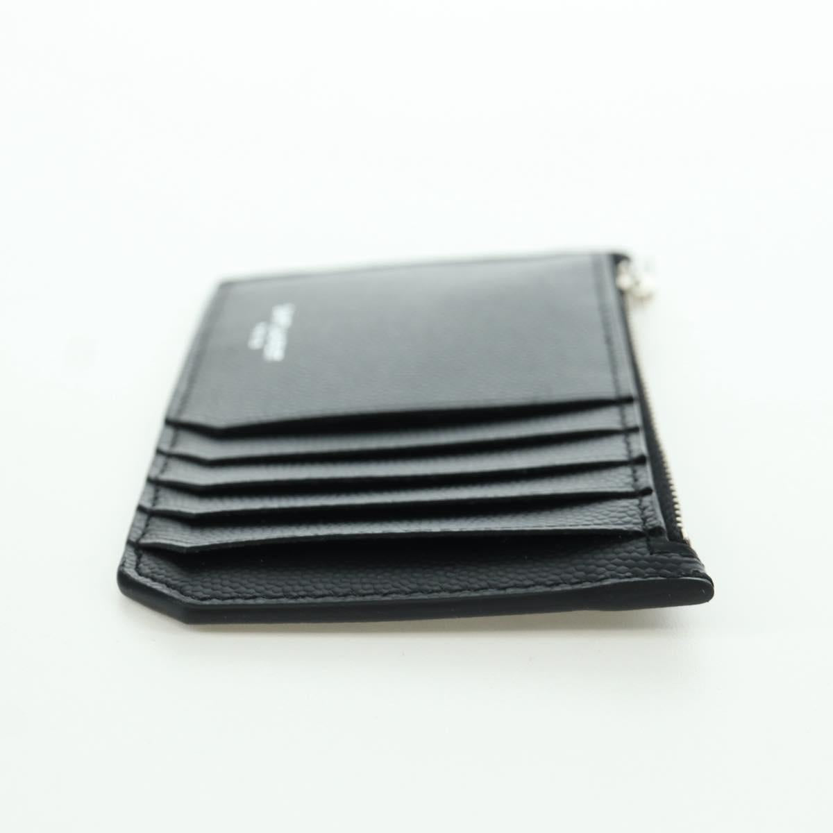 SAINT LAURENT Card Case Leather Black Auth 168835M