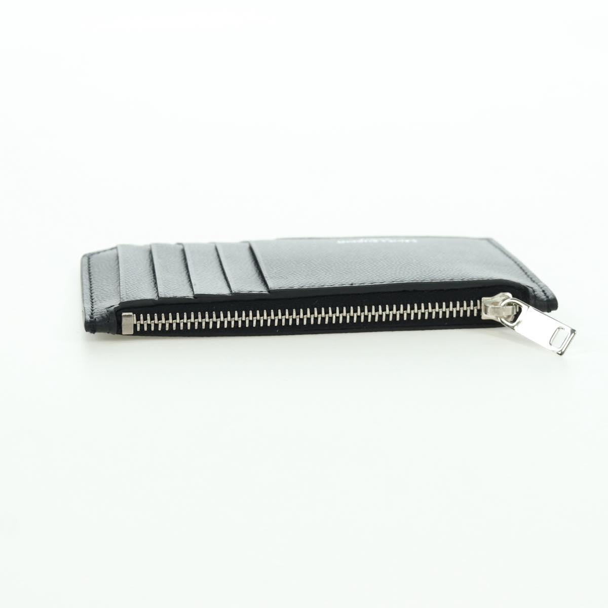 SAINT LAURENT Card Case Leather Black Auth 168835M