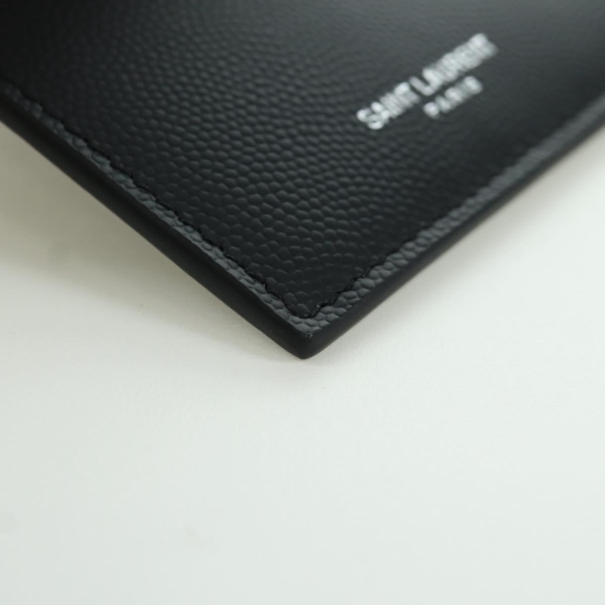 SAINT LAURENT Card Case Leather Black Auth 168835M
